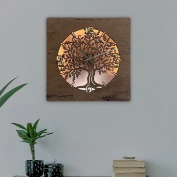 Li-Go 5652/DUB2 - LED sat s prigušivanjem LED/10W/5V 20000 mAh 42x42 cm hrast/hrast u krugu + daljinski upravljač