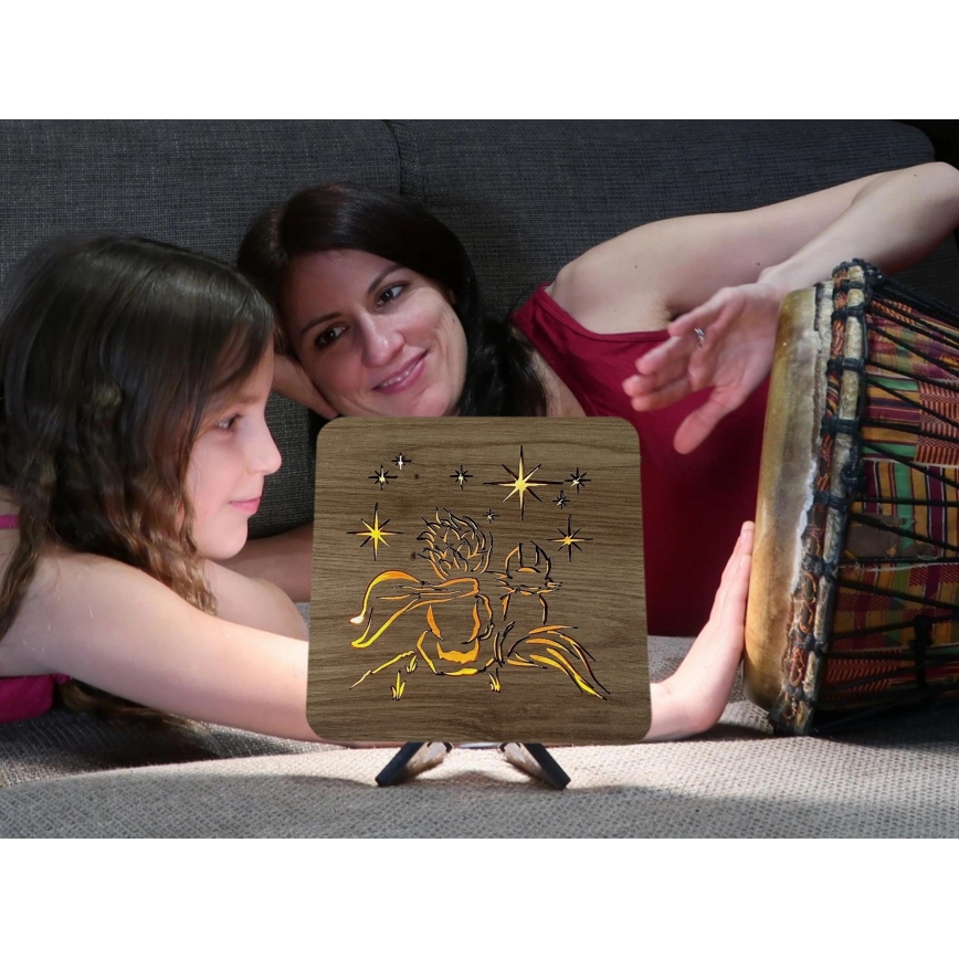 Li-Go 5788/DUB2 - LED stolna dekoracija LED/12W/230V 19x19 cm hrast/Mali princ