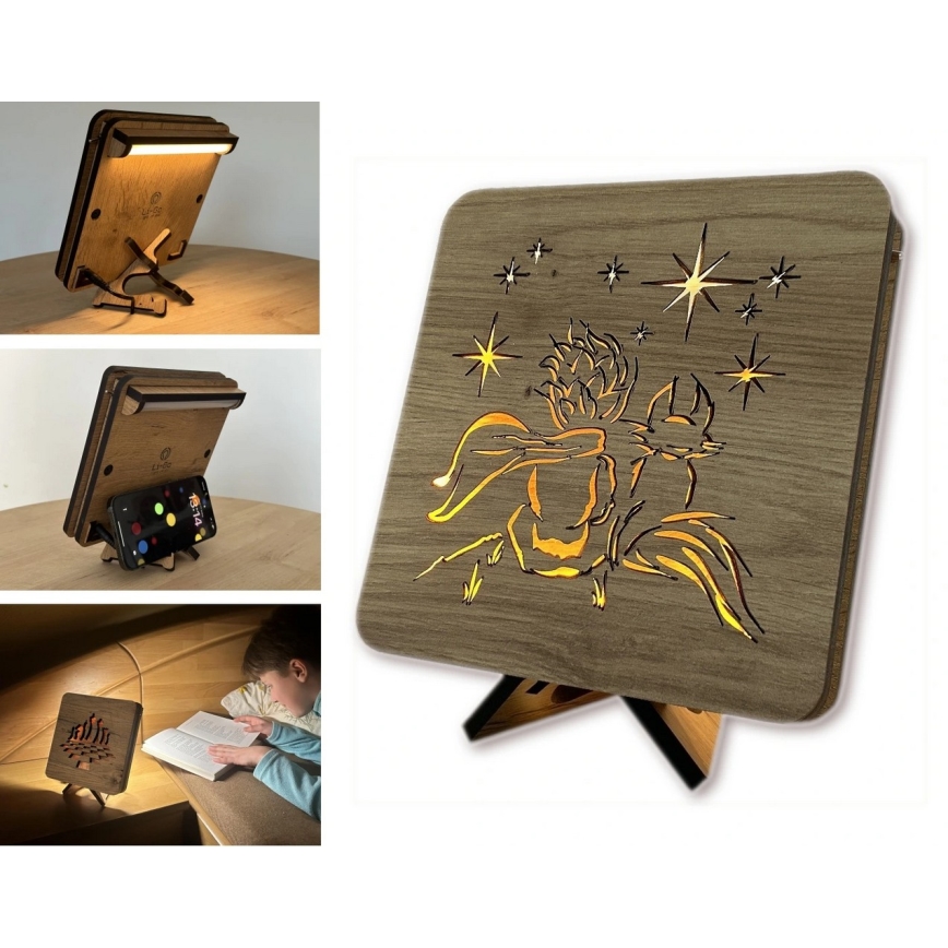 Li-Go 5788/DUB2 - LED stolna dekoracija LED/12W/230V 19x19 cm hrast/Mali princ