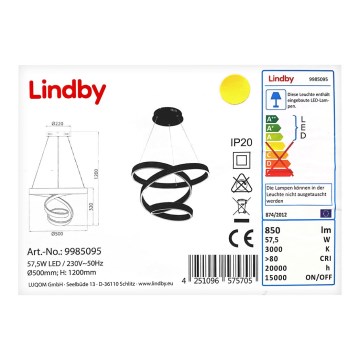 Lindby - LED Luster na sajli OLADA LED/57,5W/230V