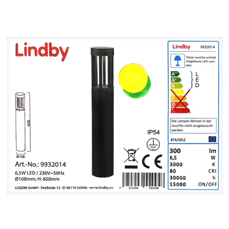 Lindby - LED Vanjska lampa JORDIS LED/6,5W/230V