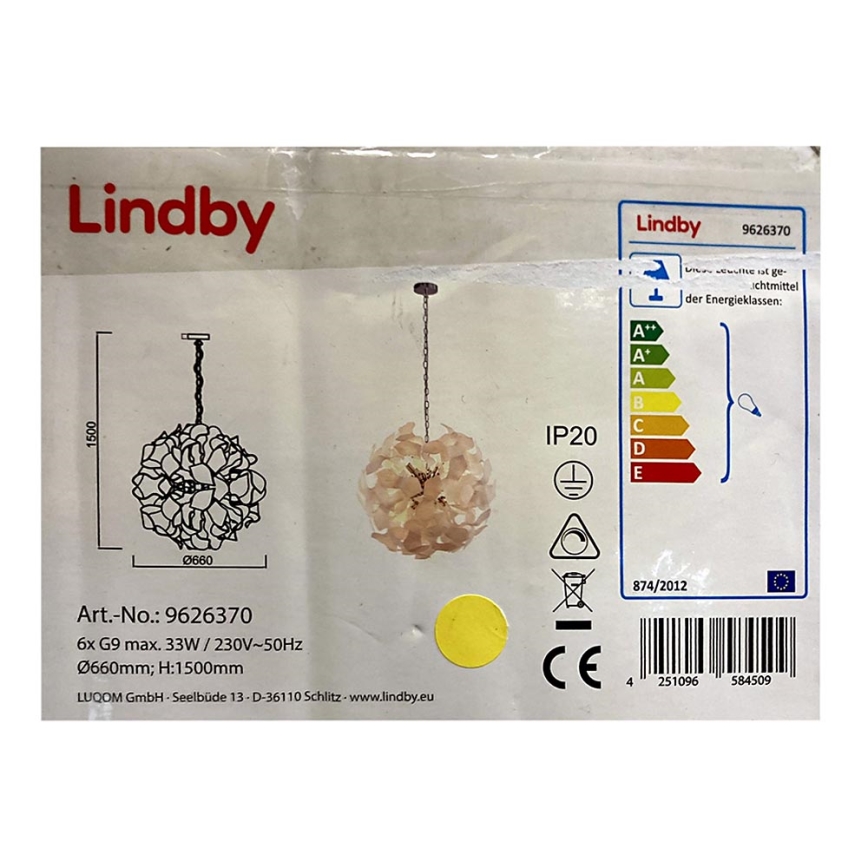 Lindby - Luster na lancu NUBALIKA 6xG9/33W/230V