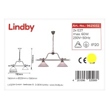 Lindby - Luster na lancu OTIS 2xE27/60W/230V