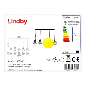 Lindby - Luster na sajli ALBERTA 5xE27/60W/230V