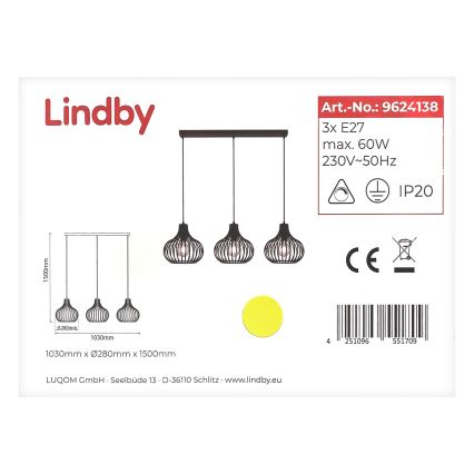 Lindby - Luster na sajli FRANCES 3xE27/60W/230V