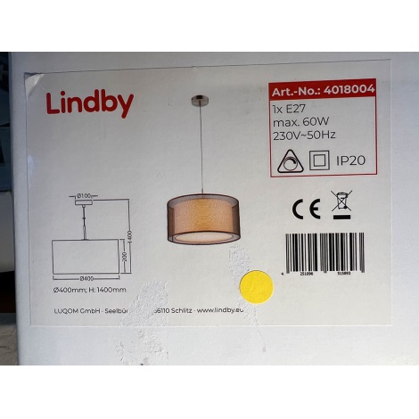 Lindby - Luster na sajli NICA 1xE27/60W/230V