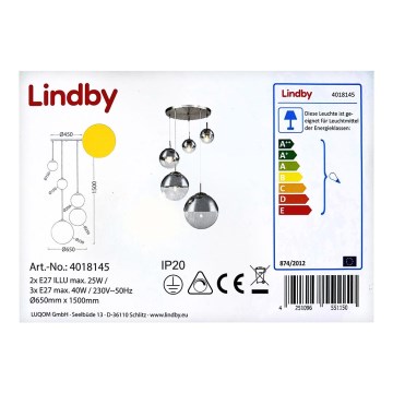 Lindby - Luster na sajli RAVENA 3xE27/40W/230V + 2xE27/25W/230V