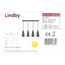 Lindby - Luster na sajli SANNE 4xE27/15W/230V