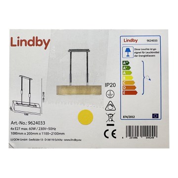 Lindby - Luster na užetu MARIAT 4xE27/60W/230V