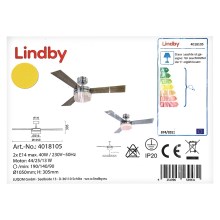 Lindby - Stropni ventilator ALVIN 2xE14/40W/230V + daljinski upravljač
