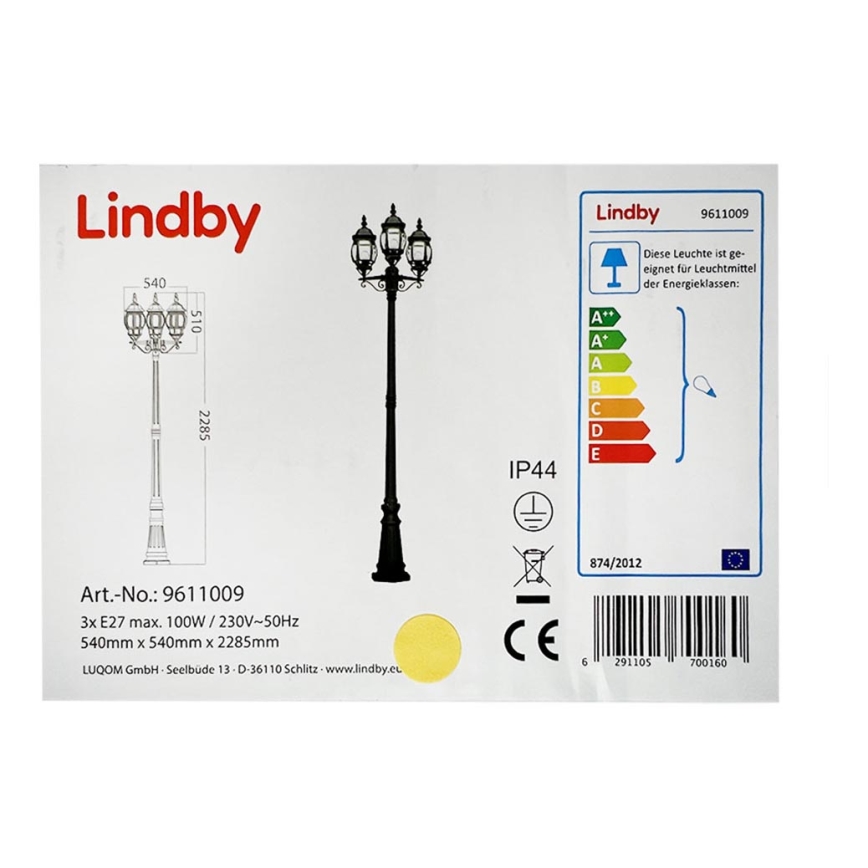 Lindby - Vanjska lampa 3xE27/100W/230V IP44