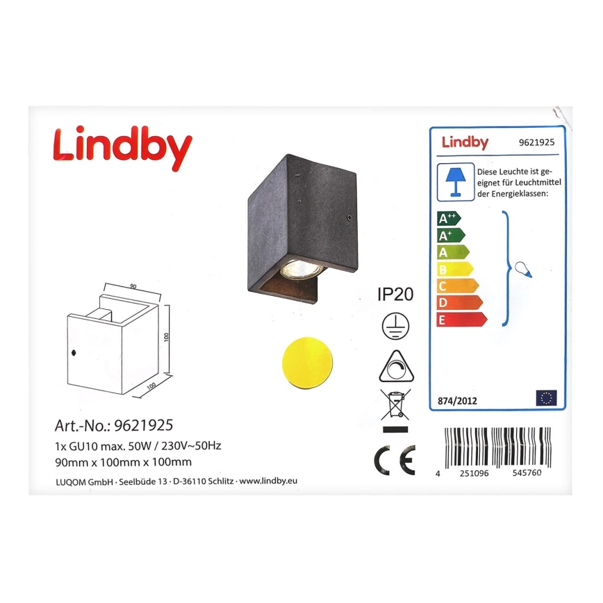 Lindby - Zidna svjetiljka GERDA 1xGU10/50W/230V