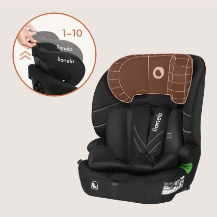 Lionelo - Autosjedalica LEVI FIX i-Size 76-150 cm Crni Karbon