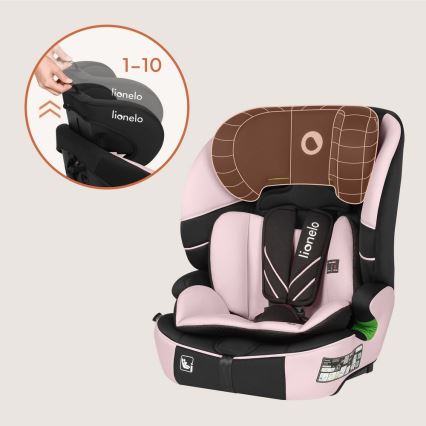 Lionelo - Autosjedalica LEVI FIX i-Size 76-150 cm Pink Baby