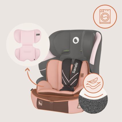 Lionelo - Autosjedalica LEVI FIX i-Size 76-150 cm Pink Baby