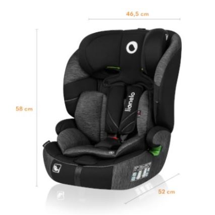 Lionelo - Autosjedalica LEVI ONE i-Size 76-150 cm crna/siva
