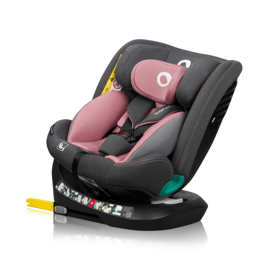 Lionelo - Rotirajuća autosjedalica s bazom BASTIAAN ONE i-Size 40-150 cm Pink Rose