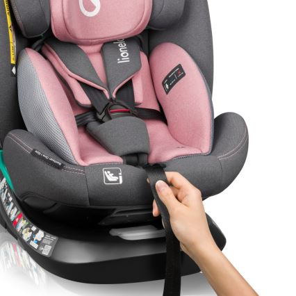 Lionelo - Rotirajuća autosjedalica s bazom BASTIAAN ONE i-Size 40-150 cm Pink Rose