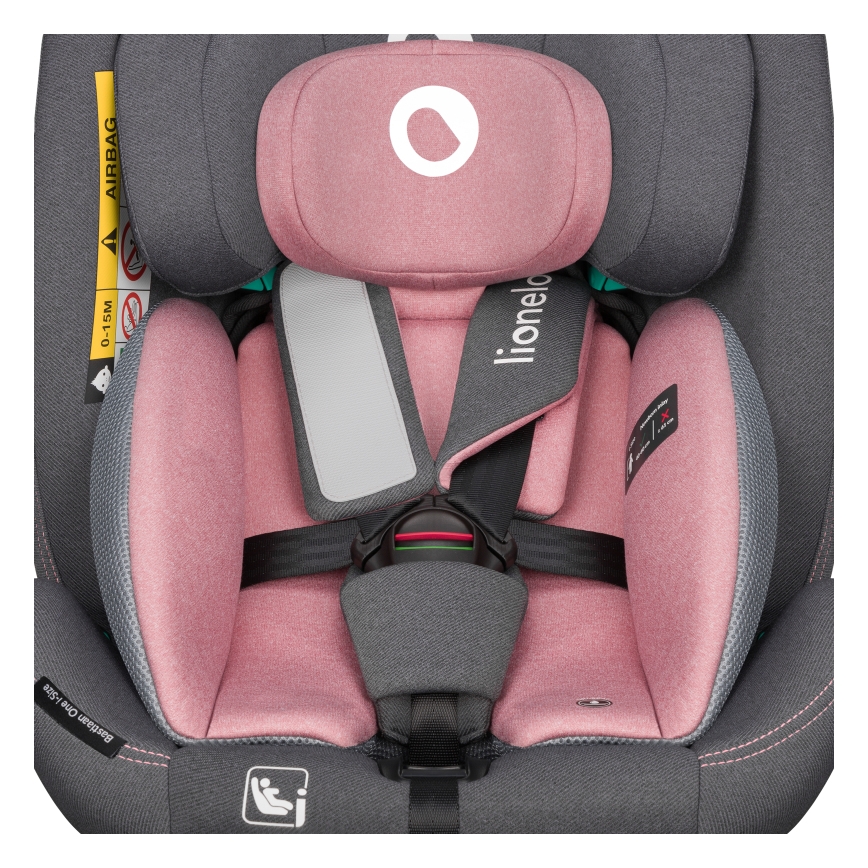 Lionelo - Rotirajuća autosjedalica s bazom BASTIAAN ONE i-Size 40-150 cm Pink Rose