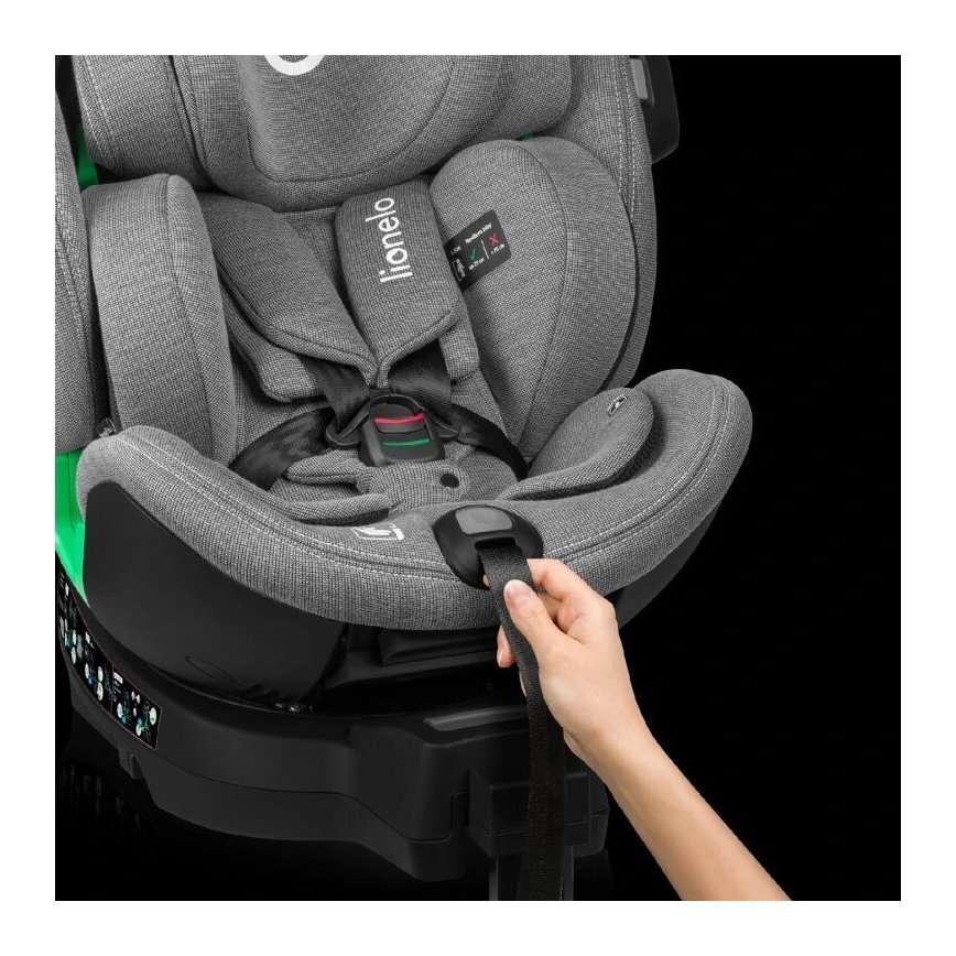Lionelo - Autosjedalica s bazom rotirajuća HARMONY i-Size 40-150 cm crna/siva