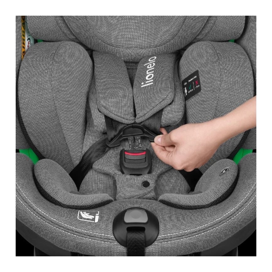 Lionelo - Autosjedalica s bazom rotirajuća HARMONY i-Size 40-150 cm crna/siva