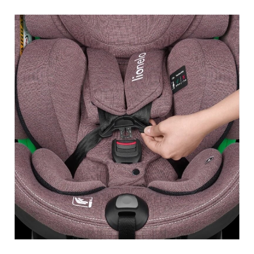 Lionelo - Autosjedalica s bazom rotirajuća HARMONY i-Size 40-150 cm ružičasta