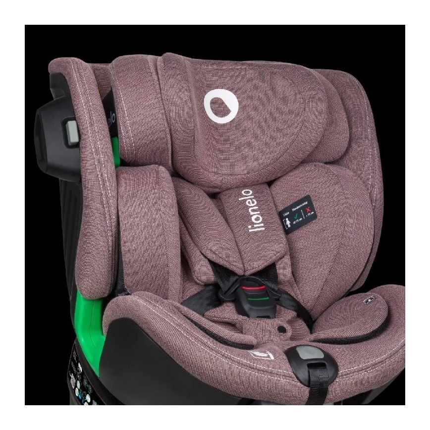 Lionelo - Autosjedalica s bazom rotirajuća HARMONY i-Size 40-150 cm ružičasta