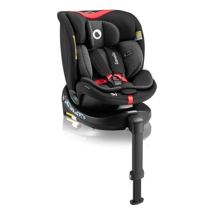 Lionelo - Autosjedalica s bazom rotirajuća NAVY i-Size 40-150 cm crna/crvena
