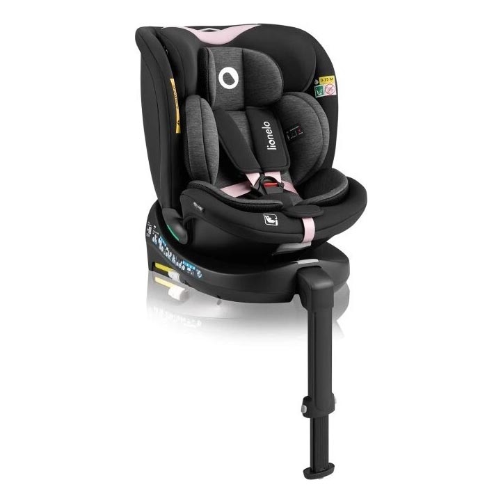 Lionelo - Autosjedalica s bazom rotirajuća NAVY i-Size 40-150 cm crna/ružičasta