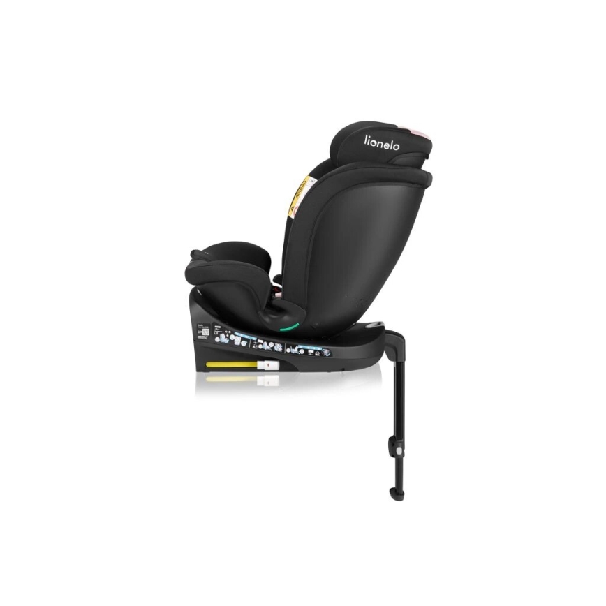 Lionelo - Autosjedalica s bazom rotirajuća NAVY i-Size 40-150 cm crna/ružičasta