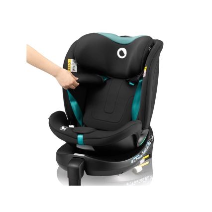 Lionelo - Autosjedalica s bazom rotirajuća NAVY i-Size 40-150 cm crna/tirkizna