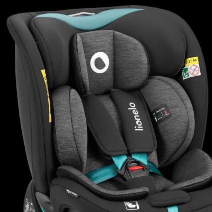 Lionelo - Autosjedalica s bazom rotirajuća NAVY i-Size 40-150 cm crna/tirkizna