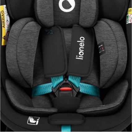 Lionelo - Autosjedalica s bazom rotirajuća NAVY i-Size 40-150 cm crna/tirkizna