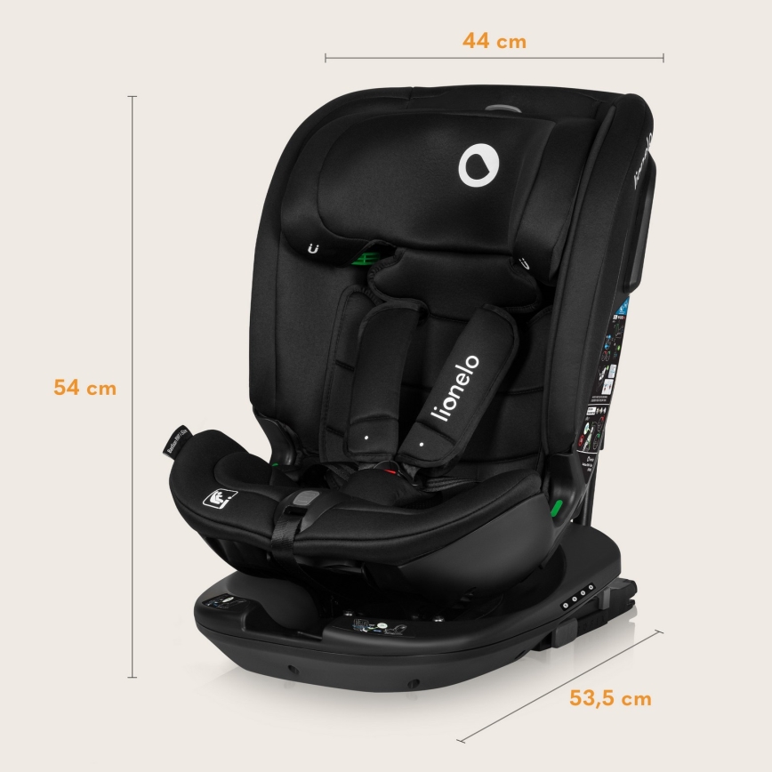 Lionelo - Autosjedalica s rotirajućom bazom BASTIAAN i-Size 40-150 cm crni karbon