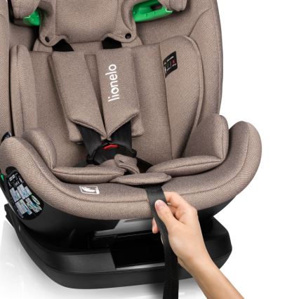 Lionelo - Autosjedalica s rotirajućom bazom LAVENDER i-Size 76-150 cm Bež Latte