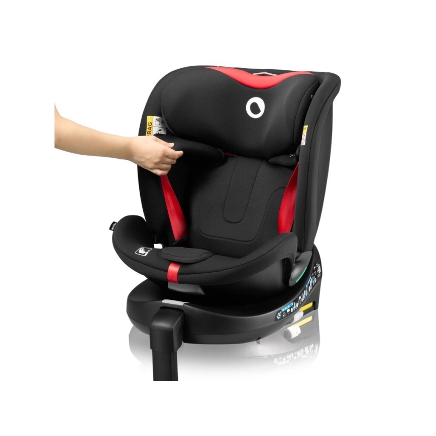 Lionelo - Autosjedalica s rotirajućom bazom NAVY i-Size 40-150 cm crna/crvena