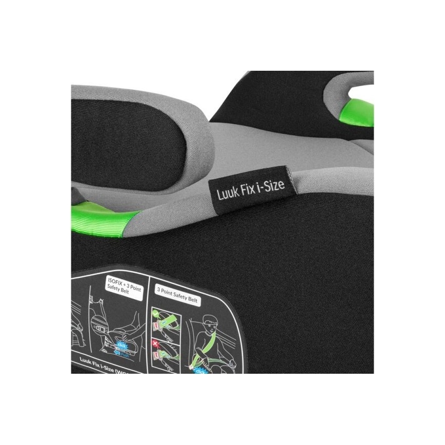 Lionelo - Booster autosjedalica LUUK FIX i-Size 125-150 cm crna/siva
