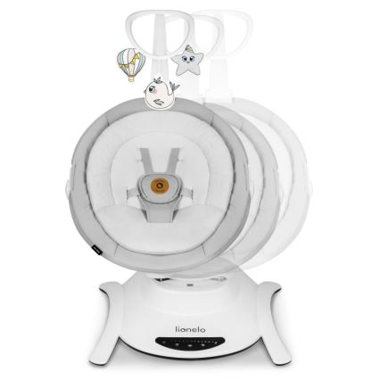 Lionelo - Dječja ljuljačka BELLA Grey Concrete s melodijom + daljinski upravljač