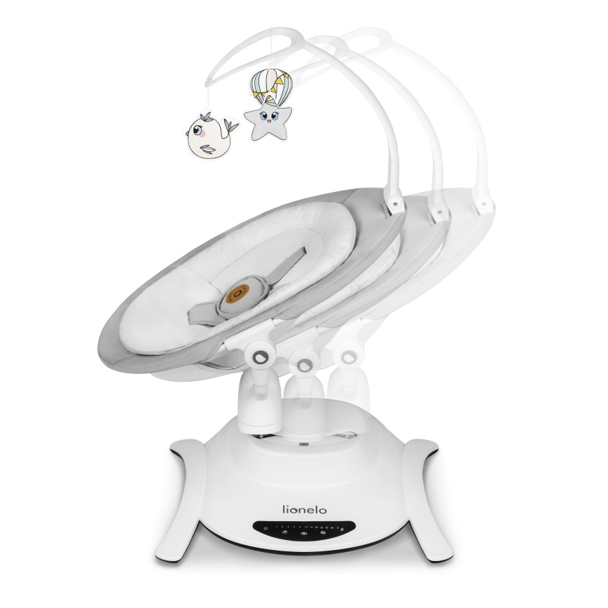 Lionelo - Dječja ljuljačka BELLA Grey Concrete s melodijom + daljinski upravljač