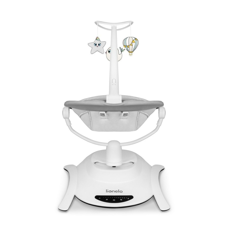 Lionelo - Dječja ljuljačka BELLA Grey Concrete s melodijom + daljinski upravljač