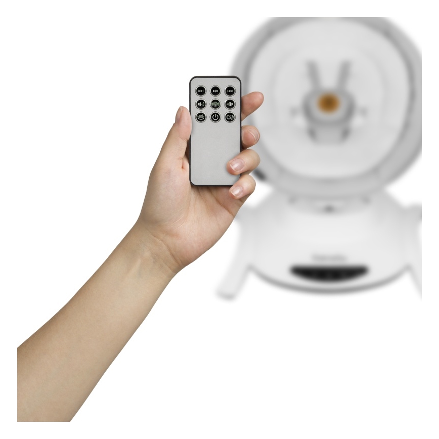 Lionelo - Dječja ljuljačka BELLA Grey Concrete s melodijom + daljinski upravljač