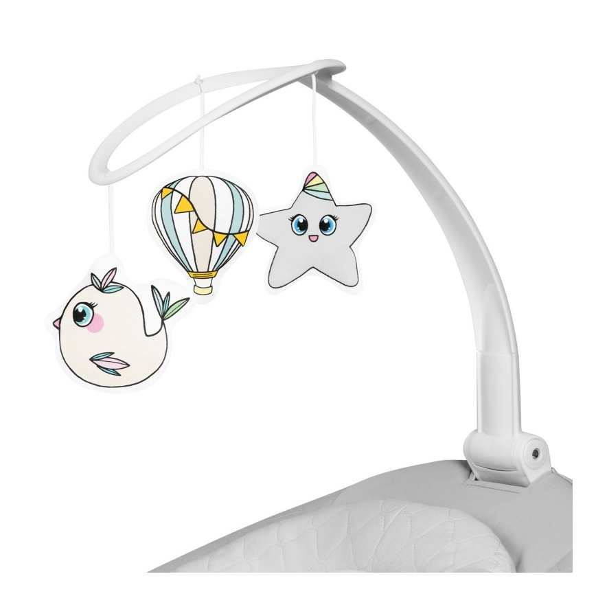 Lionelo - Dječja ljuljačka BELLA Grey Concrete s melodijom + daljinski upravljač