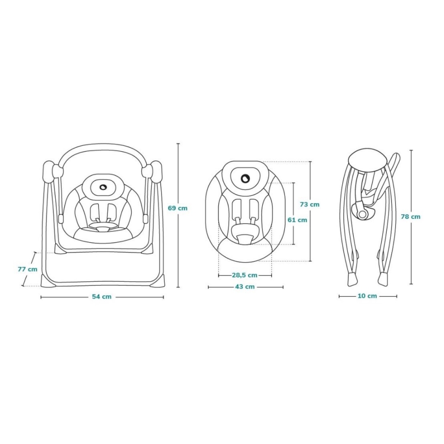 Lionelo - Dječja ljuljačka OTTO 4xLR14 Cozy Grey