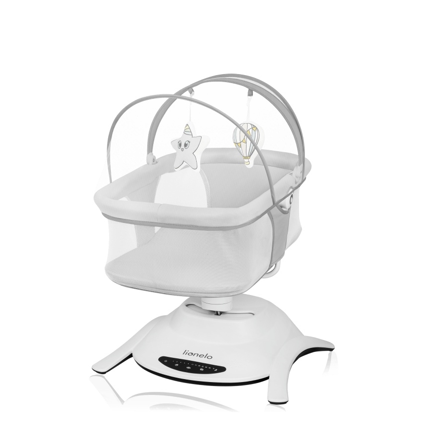 Lionelo - Dječja ljuljačka s melodijom 2u1 BELLA 4xAA Grey Concrete + daljinski upravljač