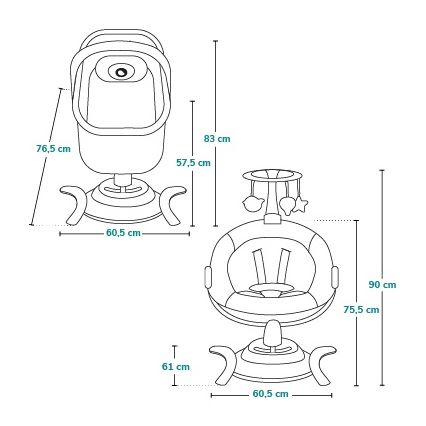 Lionelo - Dječja ljuljačka s melodijom 2u1 BELLA 4xAA Grey Concrete + daljinski upravljač