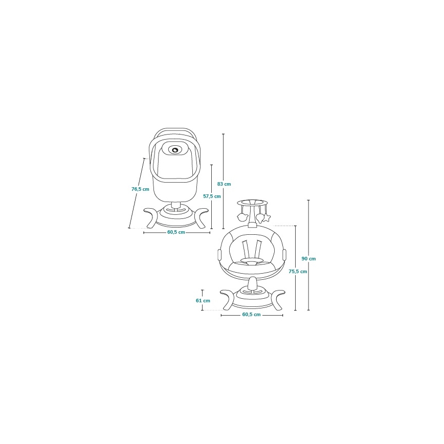 Lionelo - Dječja ljuljačka s melodijom 2u1 BELLA 4xAA Grey Concrete + daljinski upravljač
