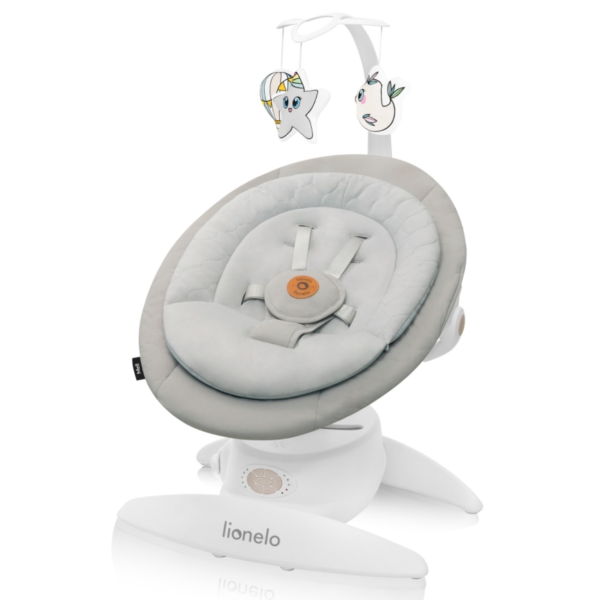 Lionelo - dječja ljuljačka s melodijom MELL Beige Sand 4xAA + daljinski upravljač