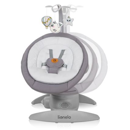 Lionelo - Dječja ljuljačka s melodijom MELL Grey Stone 4xAA + daljinski upravljač