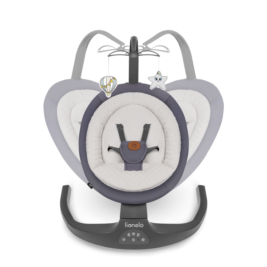 Lionelo - Dječja ljuljačka s melodijom RALF 4xAA Grey Graphite + daljinski upravljač