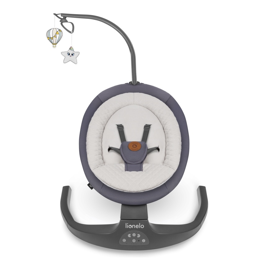 Lionelo - Dječja ljuljačka s melodijom RALF 4xAA Grey Graphite + daljinski upravljač